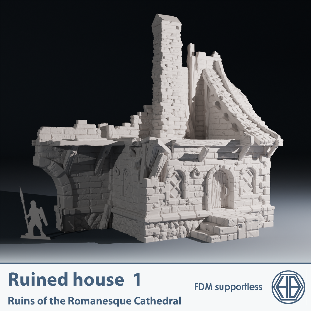 Temple Ruins - Ruined House 1 | 32mm Wargaming Terrain | Modular Ruins | HexBrick