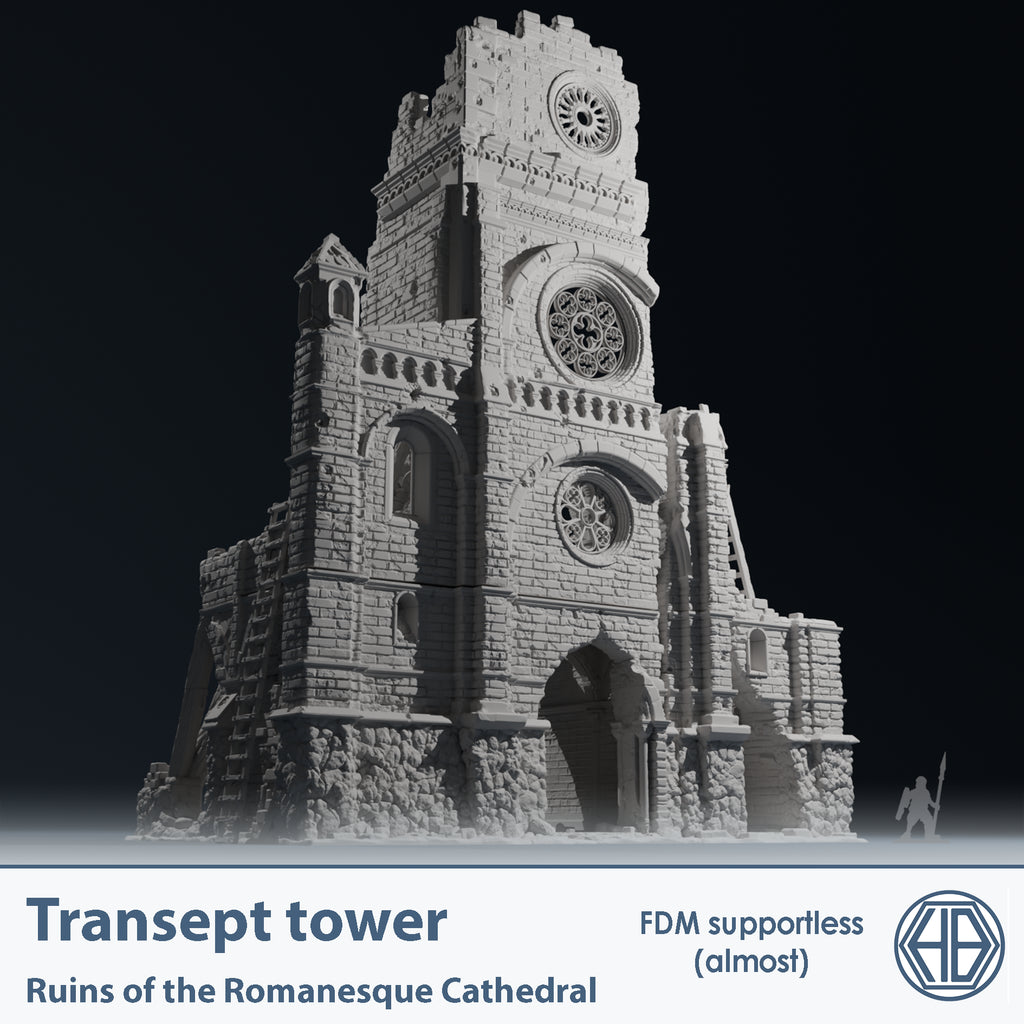 Temple Ruins - Transept Tower | 32mm Wargaming Terrain | Modular Ruins | HexBrick