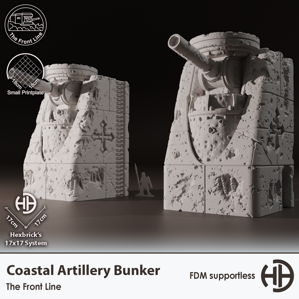 Coastal Artillery Bunker | 32mm Wargaming Terrain | Modular Terrain | HexBrick