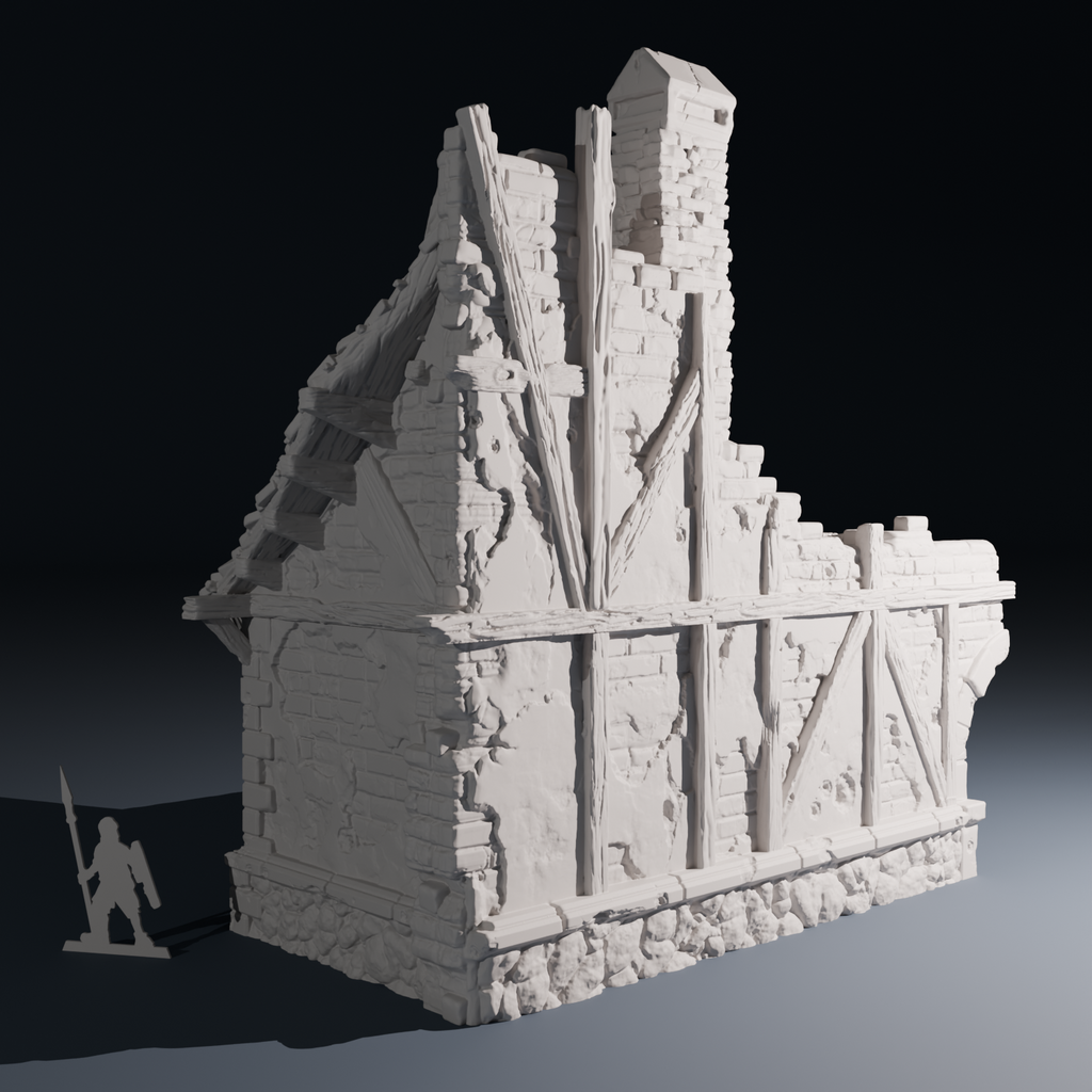 Temple Ruins - Ruined House 1 | 32mm Wargaming Terrain | Modular Ruins | HexBrick