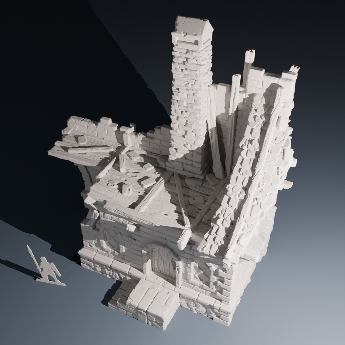 Temple Ruins - Ruined House 1 | 32mm Wargaming Terrain | Modular Ruins | HexBrick