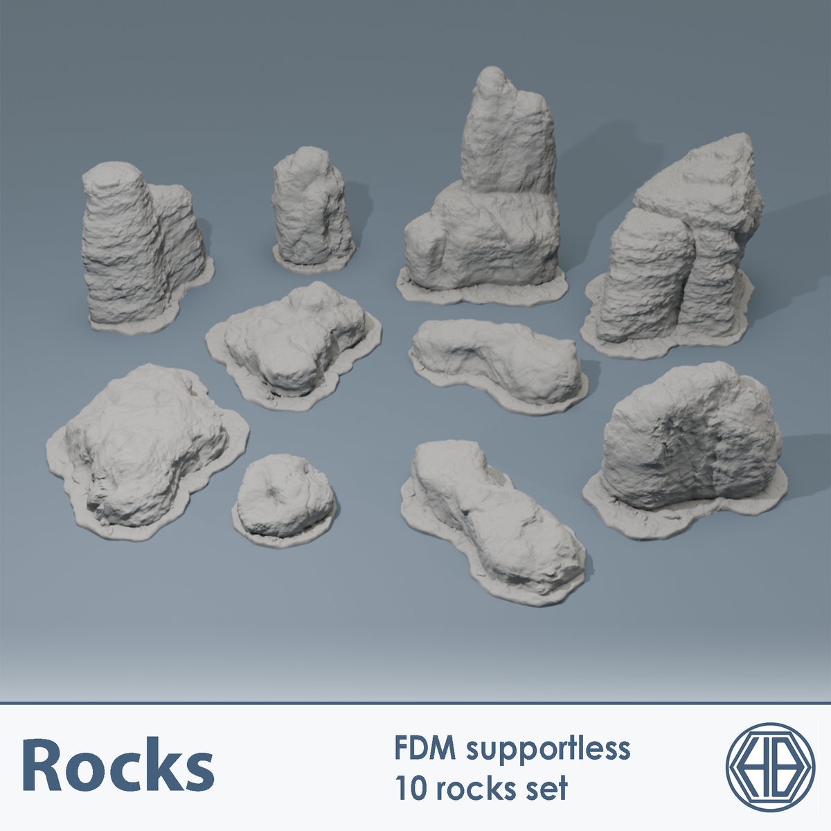Wooden Rocks | 32mm Wargaming Terrain | Modular Terrain | HexBrick