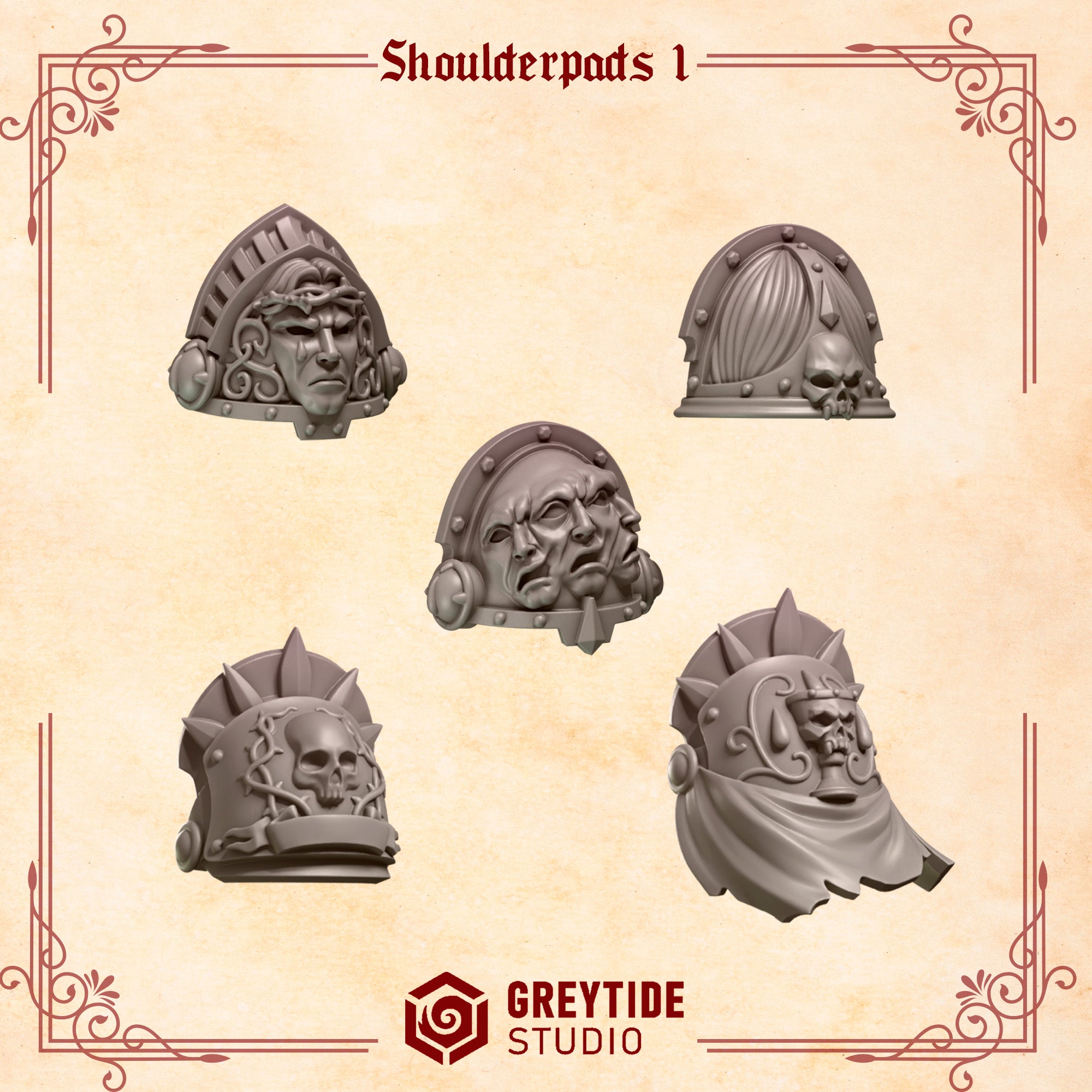 GreyTide Studio - Shoulder Pads 1 Crimson Lords